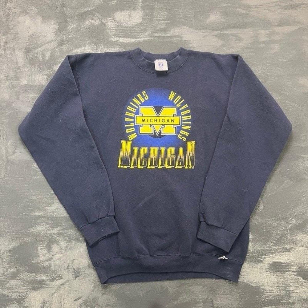 Vintage Michigan Wolverines Sweatshirt Mens Medium Blue 1990s
